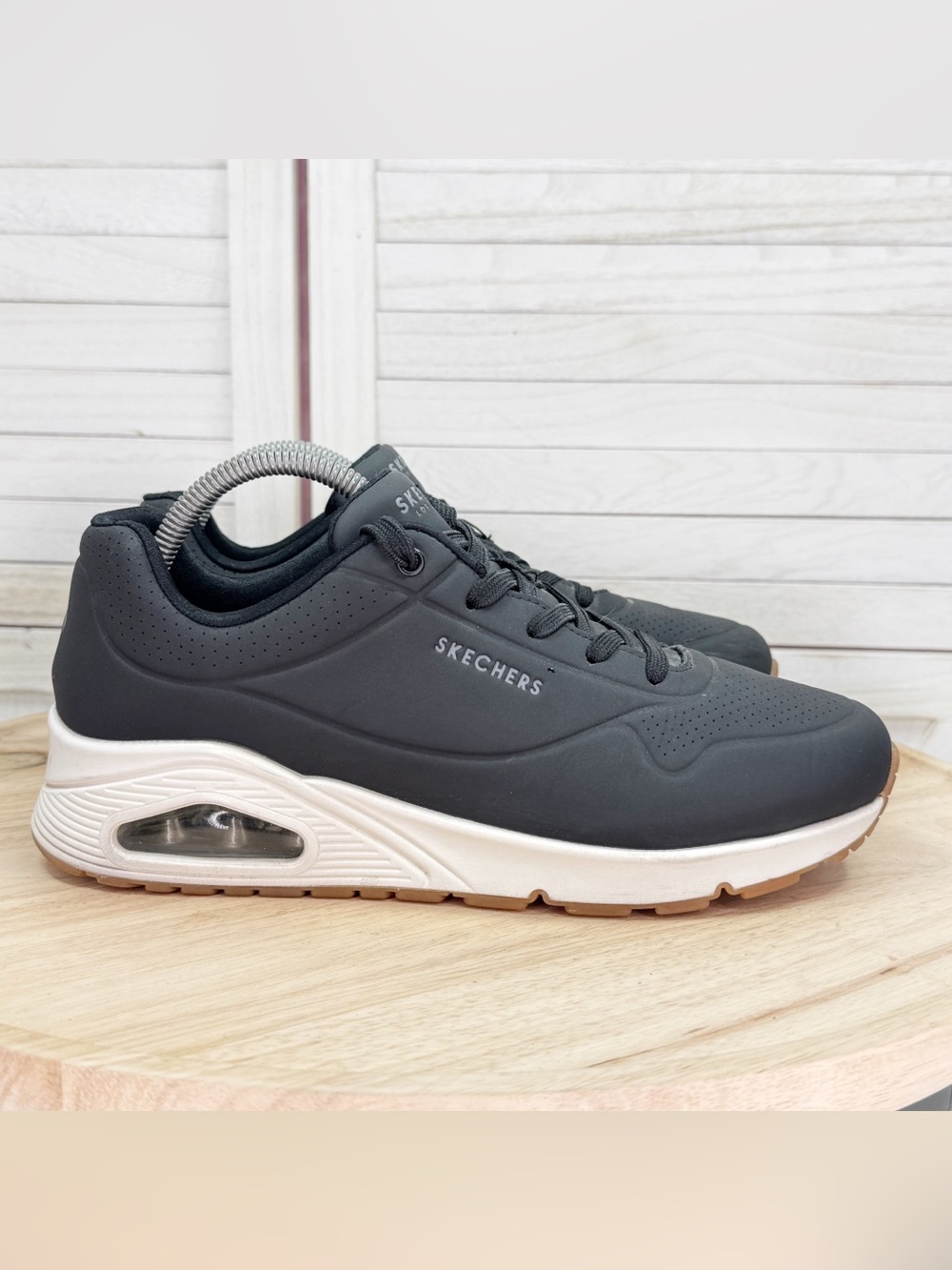 Skechers Uno Nightshades Air Cushion Sneakers Black Womens Size 9.5 73690W